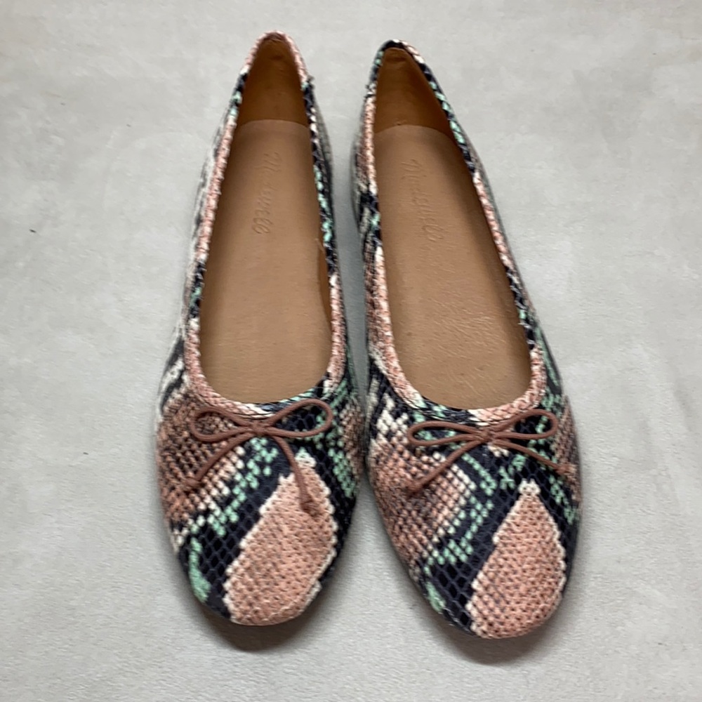 Adelle Ballet Flat in Snake Embossed Leather
